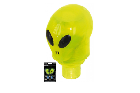 Ventieldopjes Alien groen met led en inclusief batterijen.