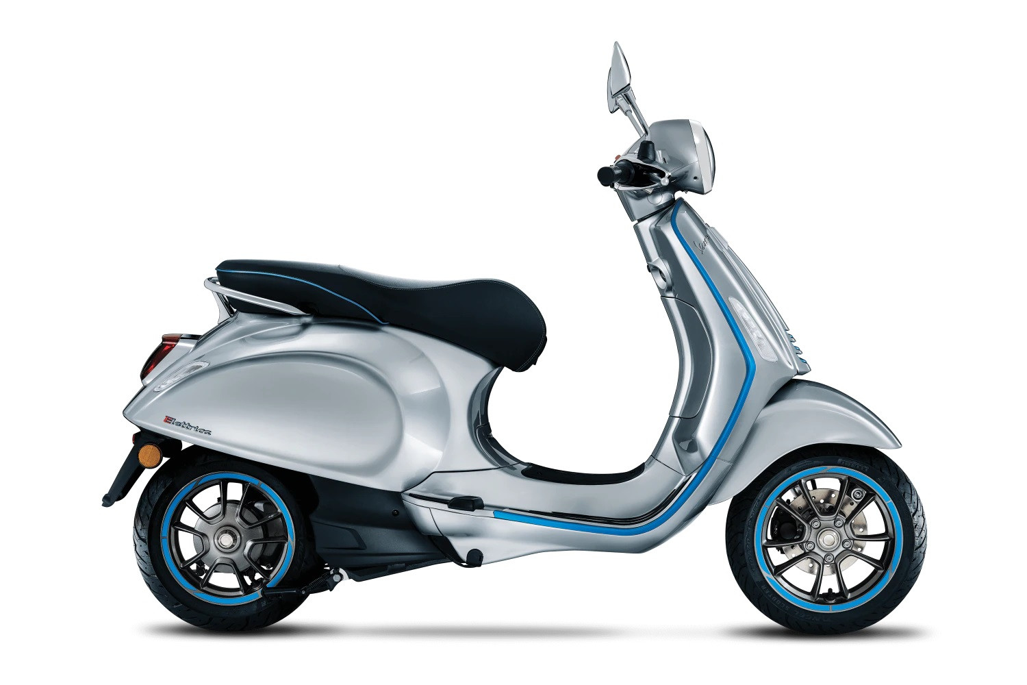 Blauw Stickerset, voor- of achterwiel. Vespa Elettrica Primavera & Sprint.