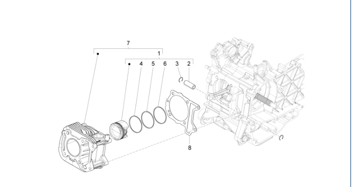 Zuigerveer voor Piaggio / Vespa 4-takt IGET 3v (Euro 4) en 2v motoren. 969215