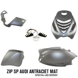 Piaggio ZIP SP kappenset, 6-delig incl. Audi Antraciet mat. Special Edition met LED verlichting